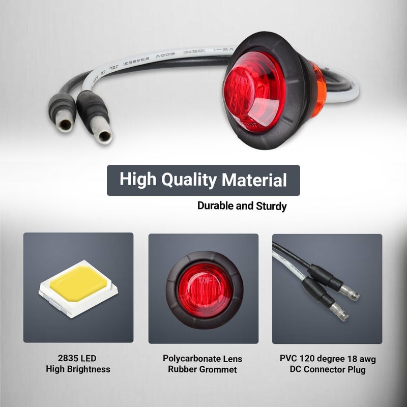 TMH 20 Pcs of 3/4 Inch Side Marker Red Lights with Connector Plug + 2 Pin Continuous Wire Harness, Plug and Play Hassle-Free Installation for Truck Trailer RV Pickup - Image 4